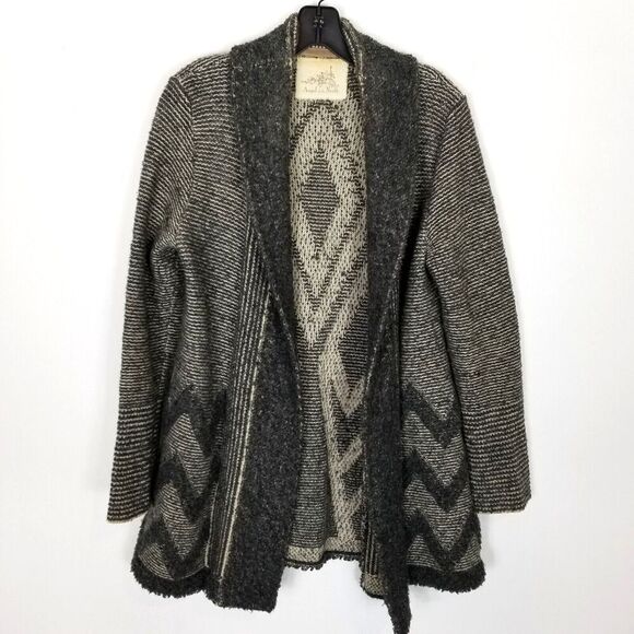 Anthropologie Sweaters - Angel of the North Anthropologie Women Wool Blend Cardigan Sz L Open Geometric